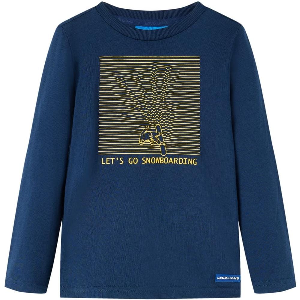 Maglietta Da Bambino A Maniche Lunghe Stampa Snowboard Blu Marino 92 - Foto 1