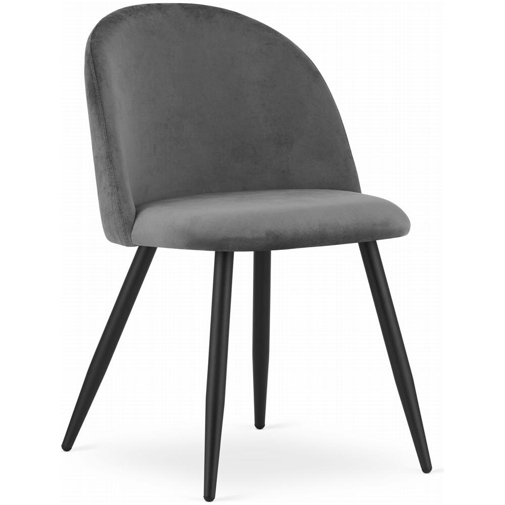 BELLO Chair Set di 2 sedie in velluto grigio scuro con gambe nere - Foto 2