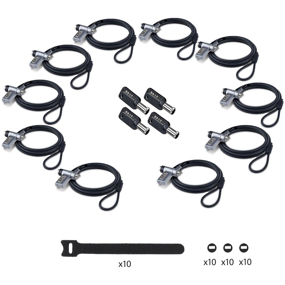 Cavo di sicurezza laptop 3-in-1, Chiave uguale o combinazione, 2m, Compatibile cpn Noble Wedge /Nano /K-Slot, antifurto, 10 pezzi, TAA - Foto 7