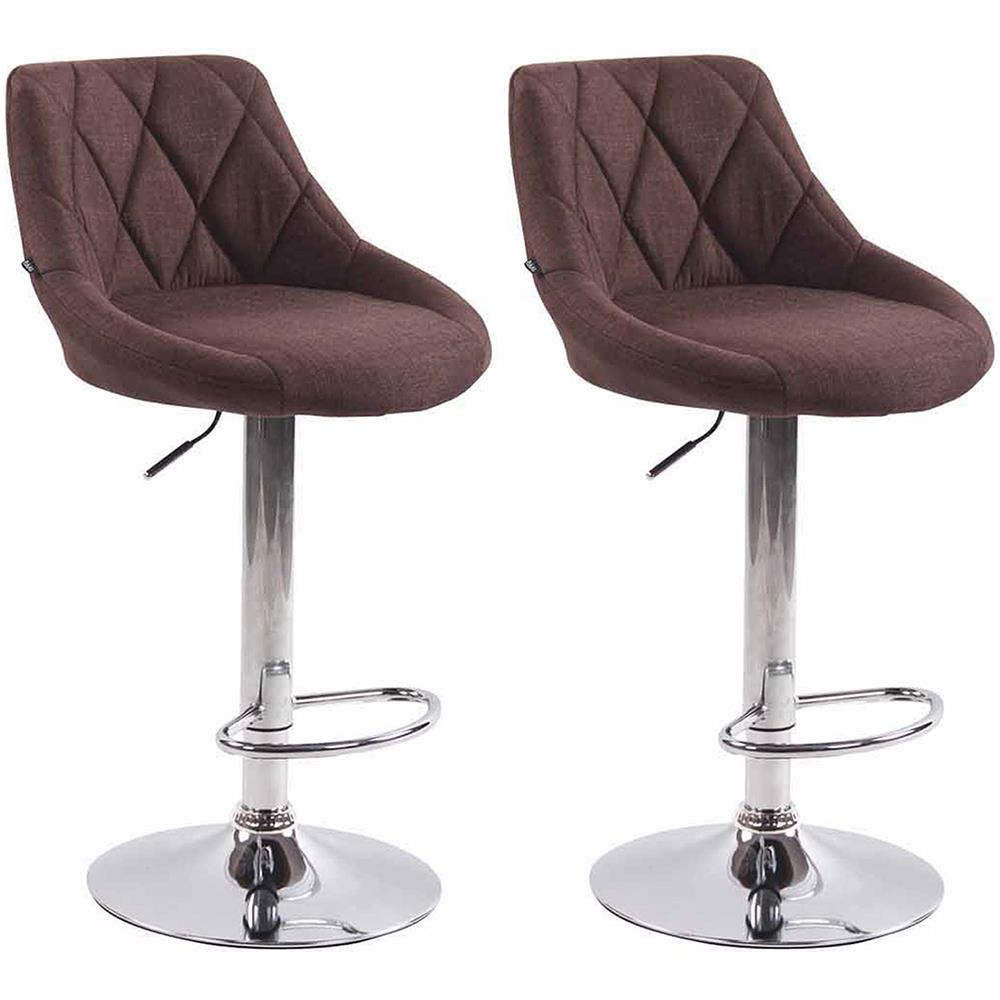 2X Sgabelli Design Lazio in Tessuto - Sedie Cucina Girevoli e Regolabili (83-104 cm) con Poggiapiedi I Sgabelli Bar Imbottiti (2 Pezzi) Marrone - Foto 1