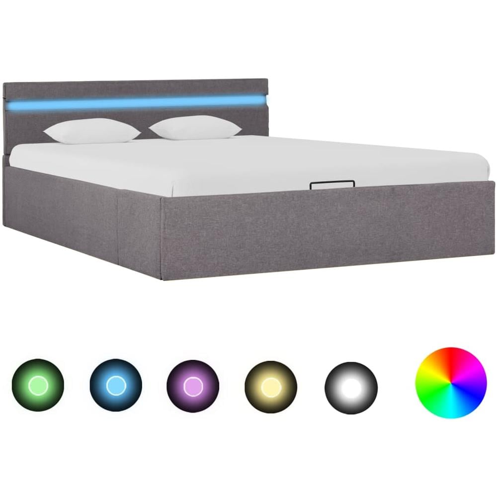Giroletto con Contenitore e LED Tortora Tessuto 140x200 cm - Foto 1