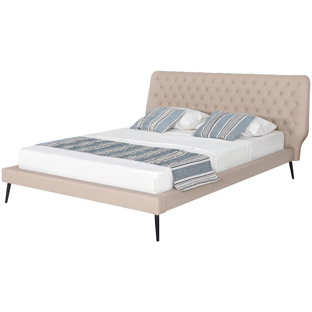 Letto In Simil Pelle Beige Con Struttura A Doghe 160 X 200 Cm Essonne - Foto 1