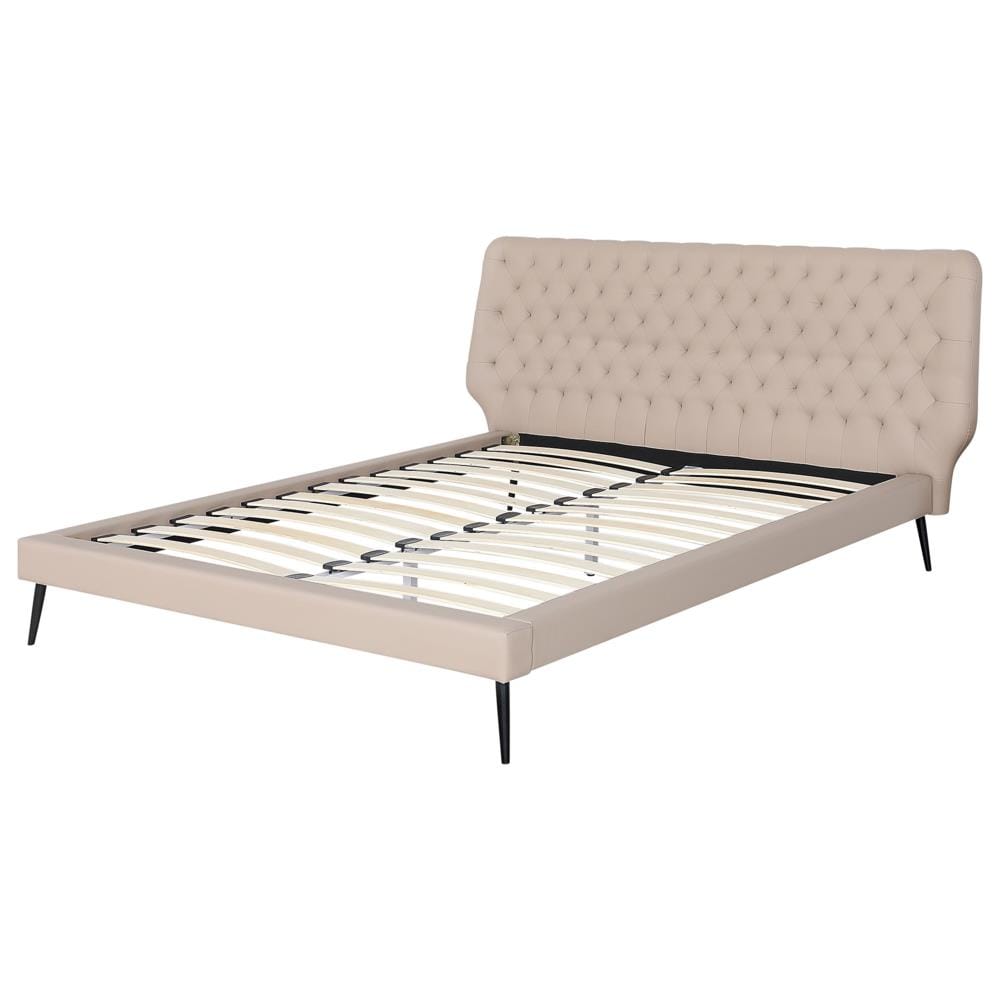 Letto In Simil Pelle Beige Con Struttura A Doghe 160 X 200 Cm Essonne - Foto 2