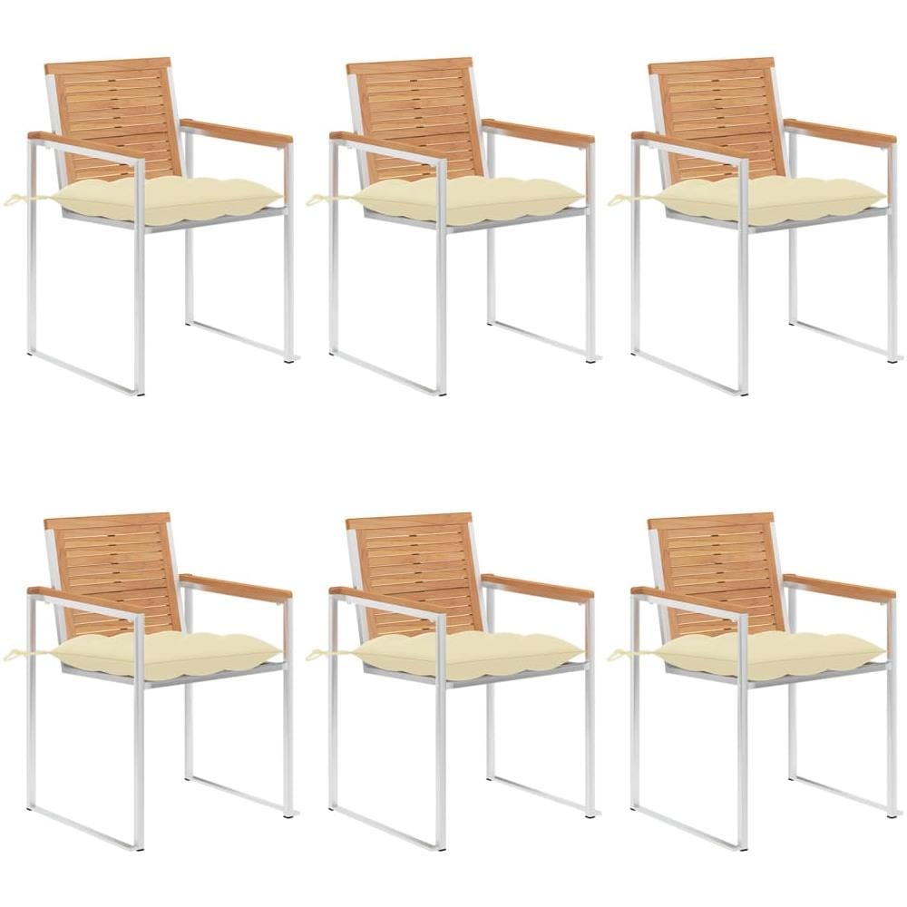 Sedie Da Giardino Con Cuscini 6 Pz In Legno Massello Di Teak - Foto 1