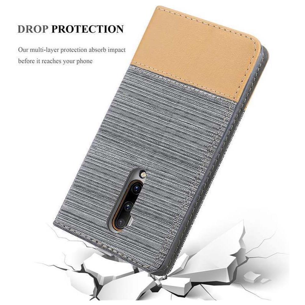 Custodia Compatibile Con Oneplus 7t Pro In Grigio Chiaro Marrone - Coperchio Protettiva Con Chiusura Magnetica, Funzione Stand E Tasca Per Le Carte - Foto 8