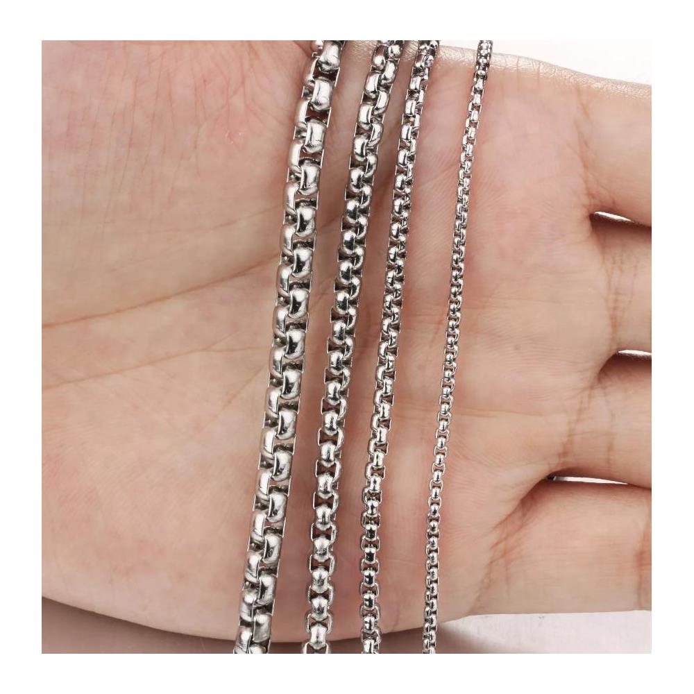 Collana A Catena Da Uomo In Acciaio Al Titanio Argento 60 Cm - Foto 2