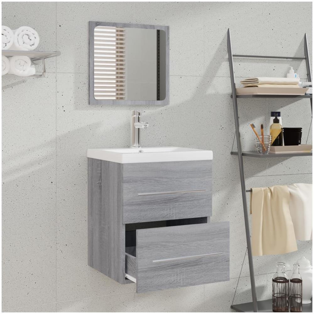 Mobile Da Bagno Con Specchio Grigio Sonoma 41x38,5x48 Cm - Foto 2