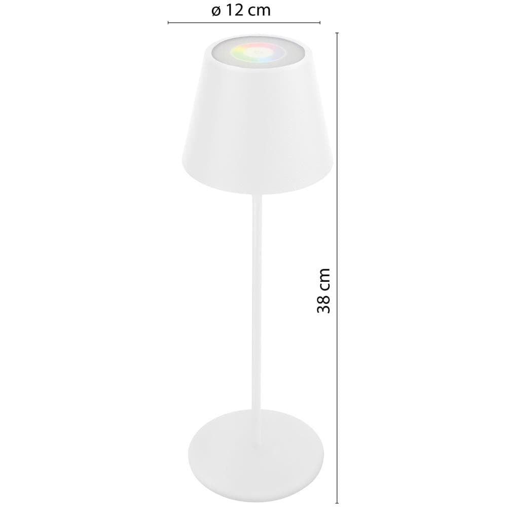Lampada Da Tavolo Led Ricaricabile, Dimmer Touch, Bianco + Rgb, Ip54. Bianco - Foto 1