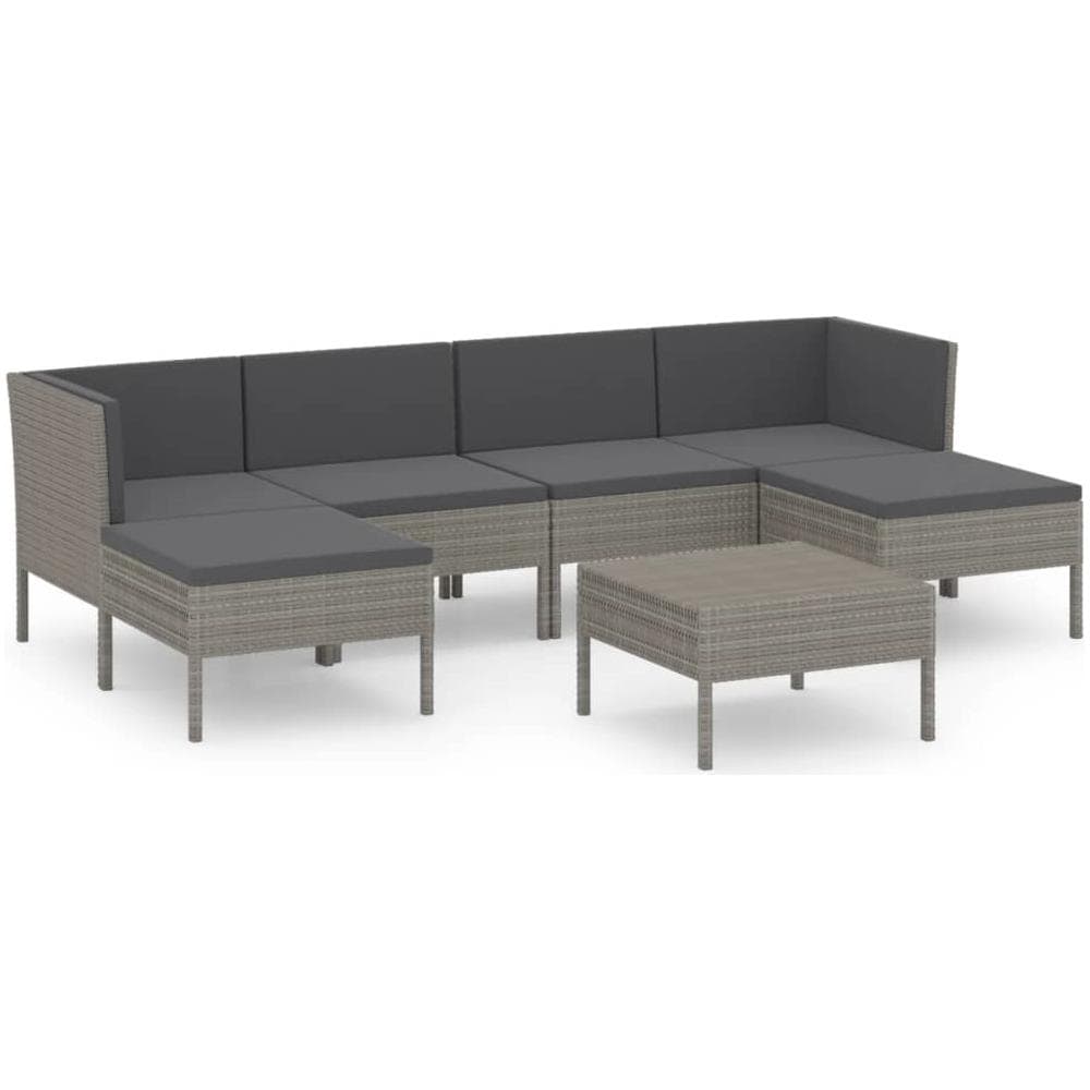 Set Divani Da Giardino 7 Pz Con Cuscini In Polyrattan Grigio - Foto 2