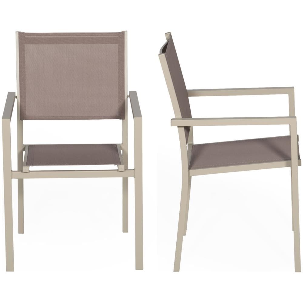 Set Di 8 Sedie In Alluminio Tortora - Textilene Tortora - Foto 2