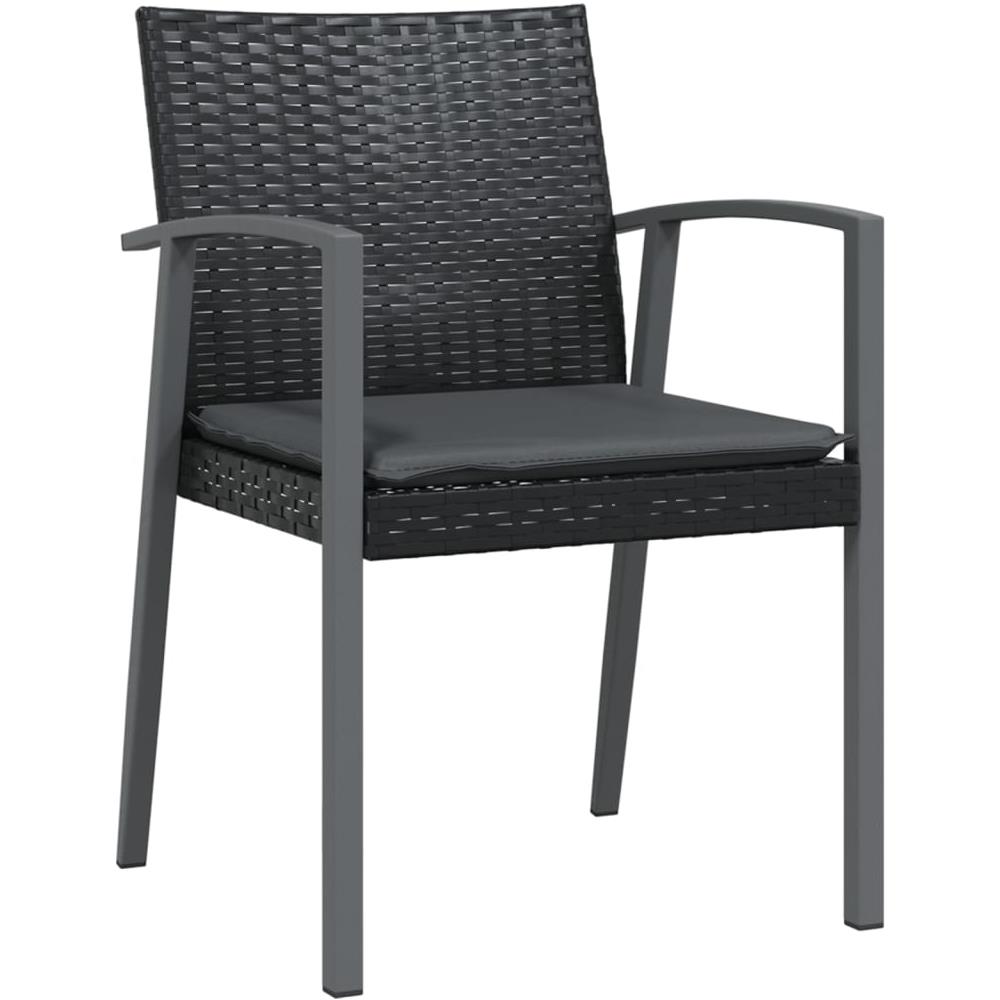 Sedie Da Giardino Con Cuscini 6pz Nere 56,5x57x83 Cm Polyrattan - Foto 3
