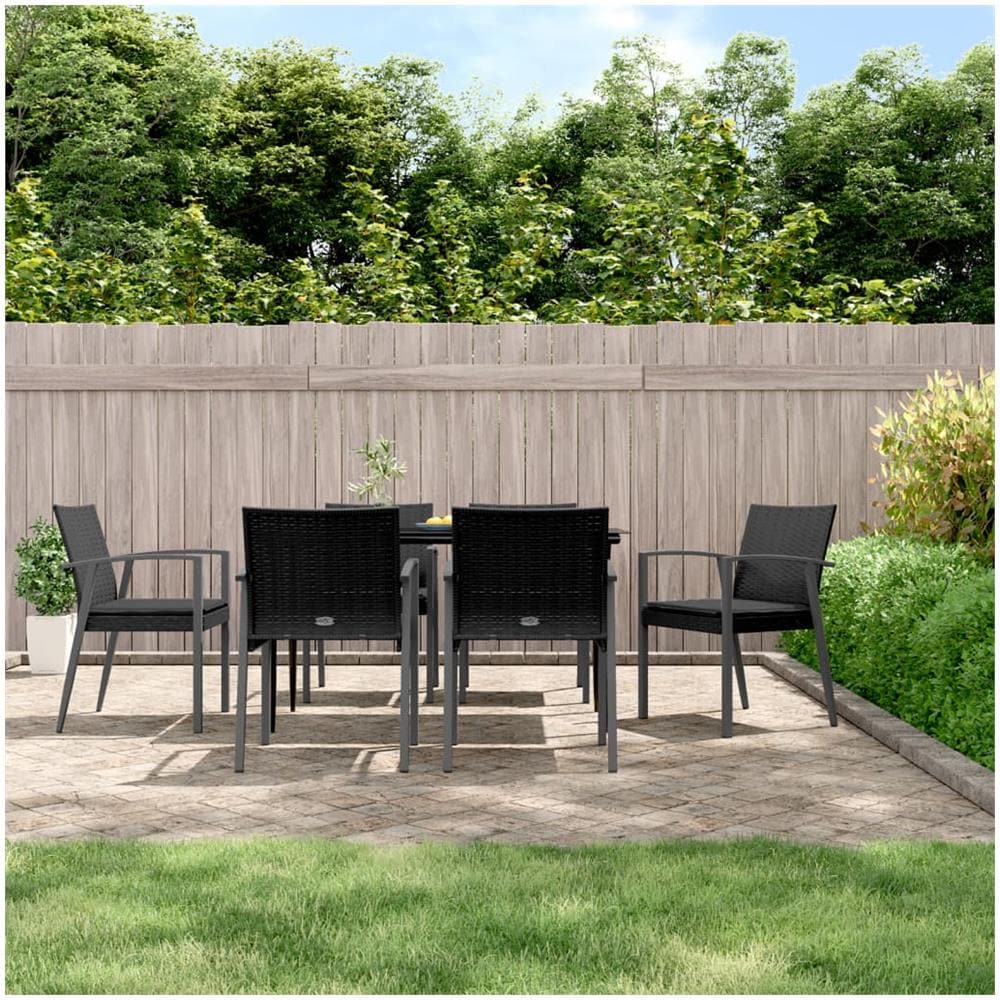 Sedie Da Giardino Con Cuscini 6pz Nere 56,5x57x83 Cm Polyrattan - Foto 1