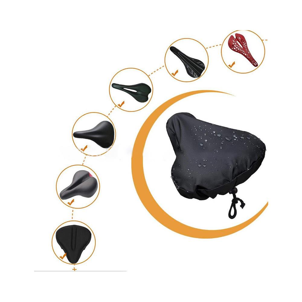 Coprisella Impermeabile In Confezione Da 2 Con Coulisse / Copertura Antipioggia Per Sella Della Bicicletta Black - Foto 2