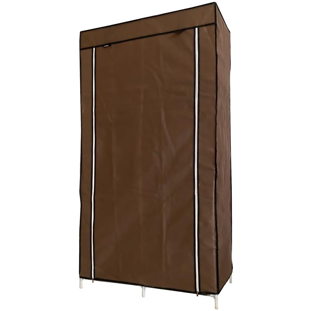 Armadio Spogliatoio In Tessuto Con Ante Con Cerniera E Tasche Laterali Home Misure 165x88x45cm Marrone - Foto 2