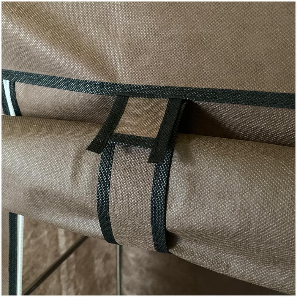 Armadio Spogliatoio In Tessuto Con Ante Con Cerniera E Tasche Laterali Home Misure 165x88x45cm Marrone - Foto 7