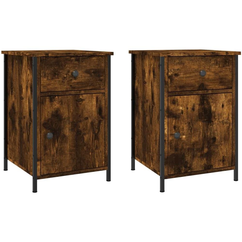 Comodini 2 Pz Rovere Fumo 40x42x60 Cm In Legno Multistrato - Foto 2