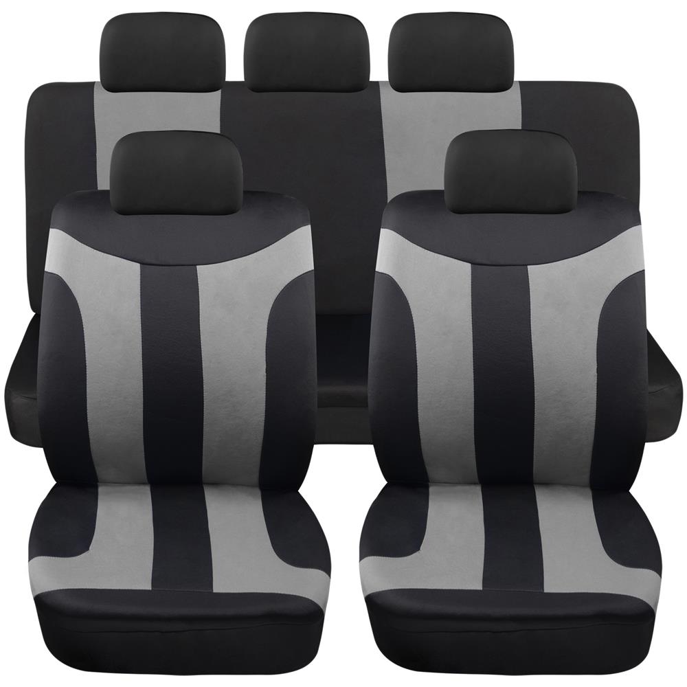 Coprisedili Auto Universali Modello Ls05, Set Anteriori E Posteriori, Tessuto Poliestere, Colore Grigio - Foto 5