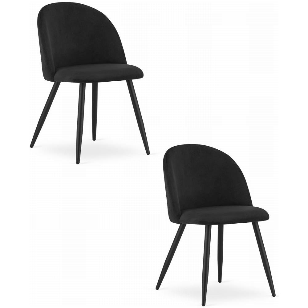 BELLO Chair Black Velvet Metal Legs Set di 2 - Foto 1