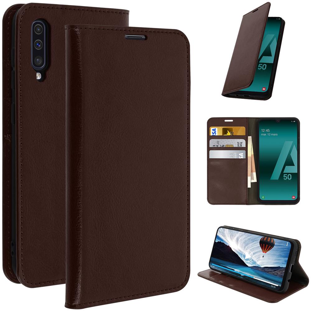 Custodia Samsung Galaxy A50 Pelle Portafoglio Funzione Stand - Marrone - Foto 2