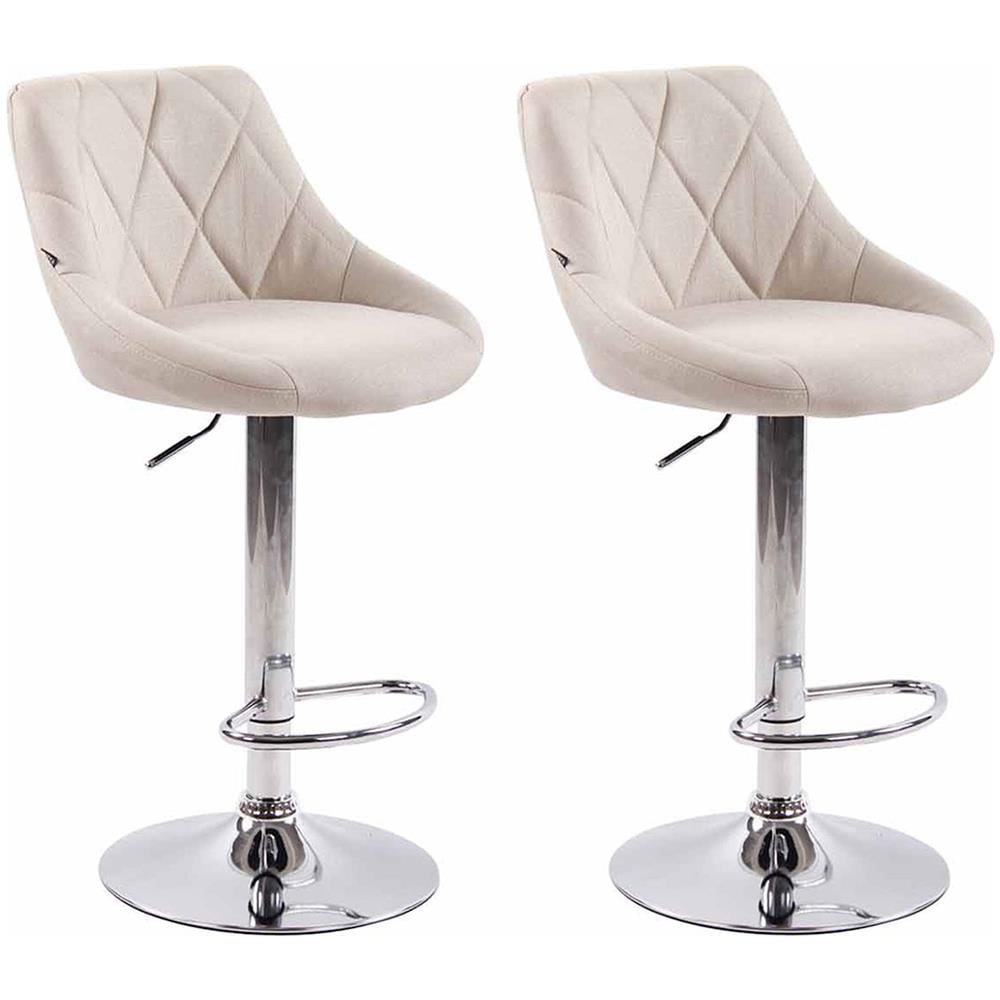 2X Sgabelli Design Lazio in Tessuto - Sedie Cucina Girevoli e Regolabili (83-104 cm) con Poggiapiedi I Sgabelli Bar Imbottiti (2 Pezzi) Crema - Foto 1