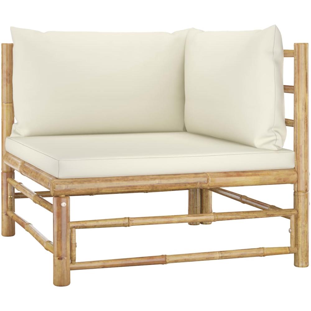 Set Divani Da Giardino 7 Pz Con Cuscini Bianco Crema In Bamb? - Foto 3