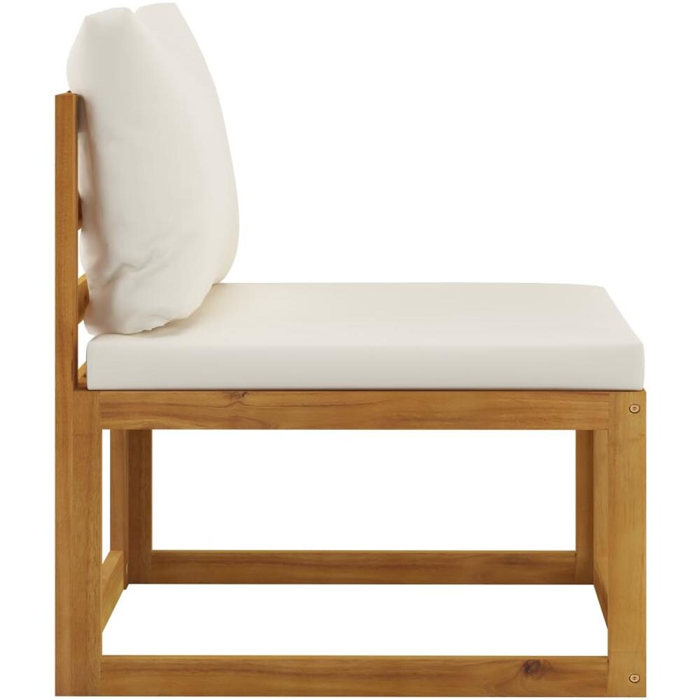 Set Divani Da Giardino 3 Pz Con Cuscini Crema In Legno Acacia - Foto 2