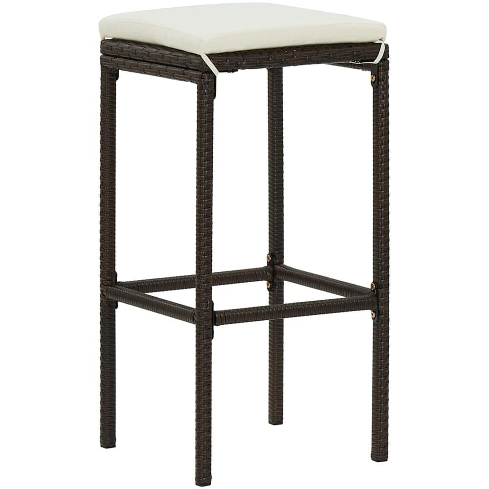 Set da Bar da Giardino 5 pz con Cuscini in Polyrattan Marrone - Foto 1