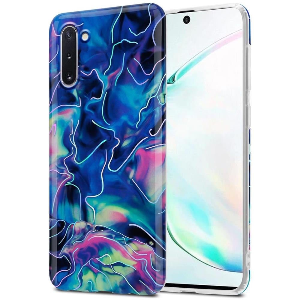 Custodia Compatibile Con Samsung Galaxy Note 10 In Marmo Rosa Blu No. 17 - Coperchio Protettivo In Silicone Tpu Con Motivo A Mosaico - Foto 1