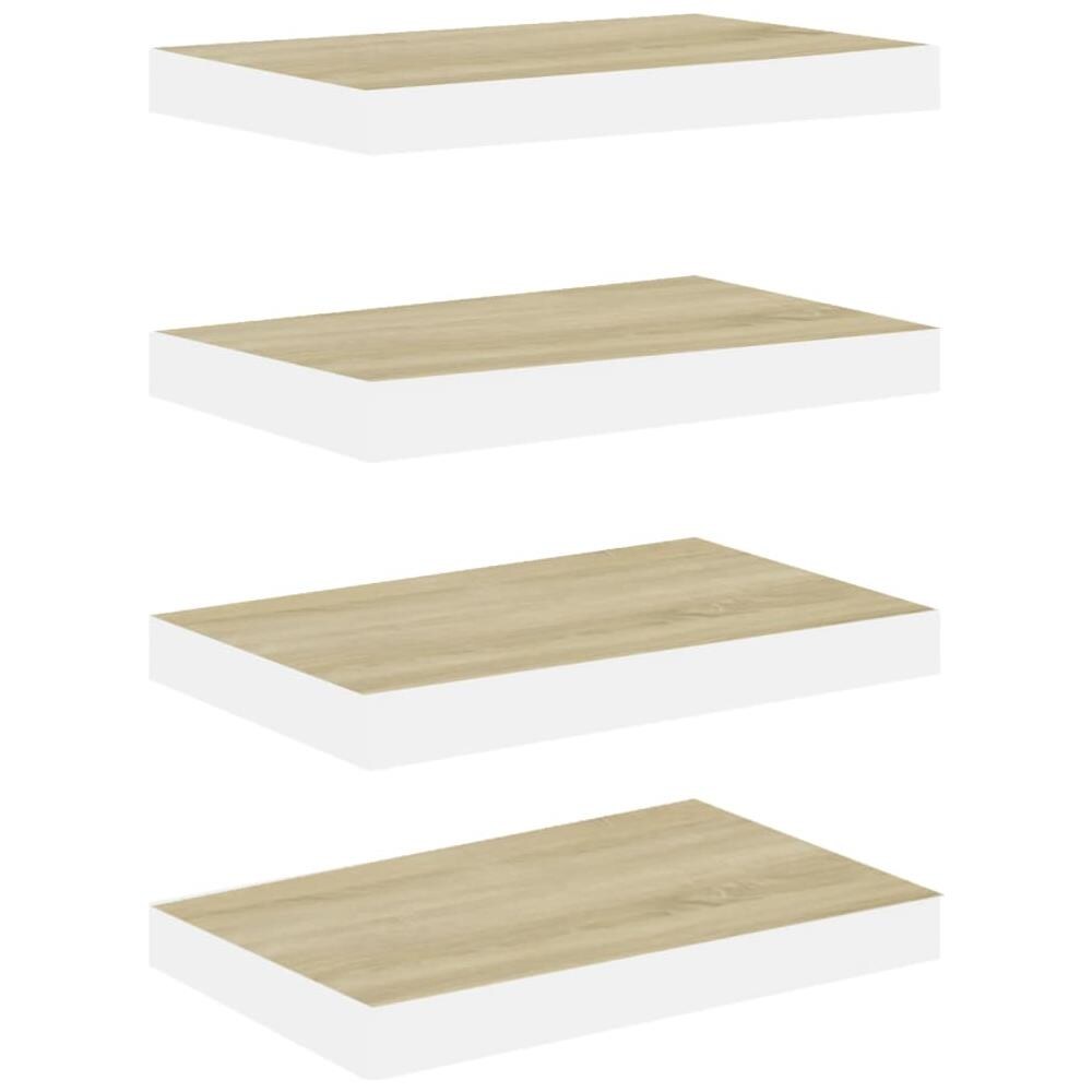 Scaffali A Parete 4 Pz Rovere E Bianco 50x23x3,8 Cm In Mdf - Foto 2