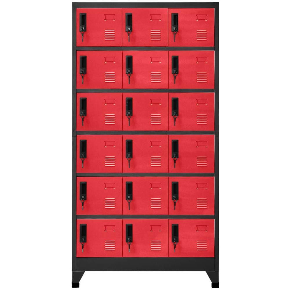 Armadietto con Serratura Antracite e Rosso 90x40x180cm Acciaio - Foto 2