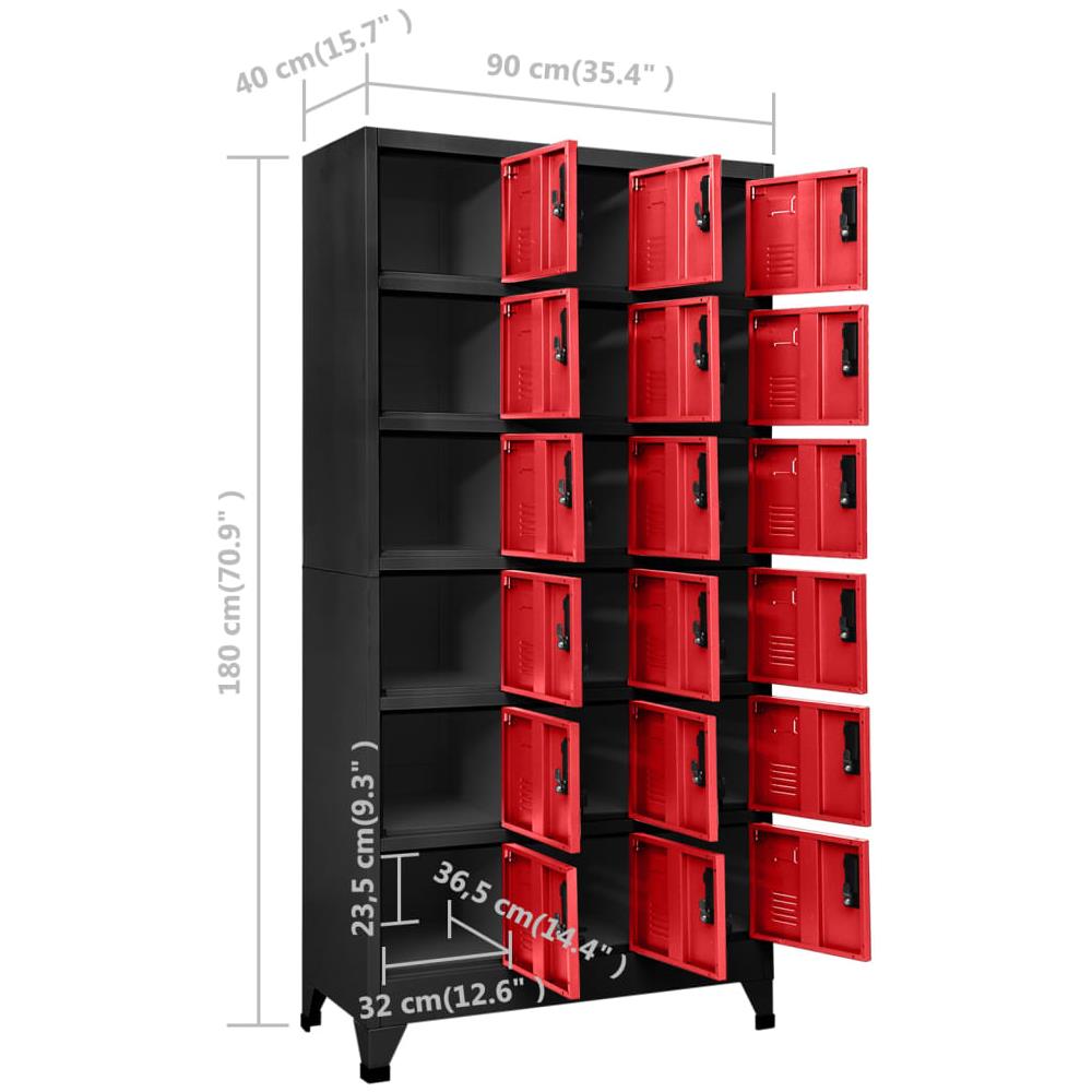 Armadietto con Serratura Antracite e Rosso 90x40x180cm Acciaio - Foto 7