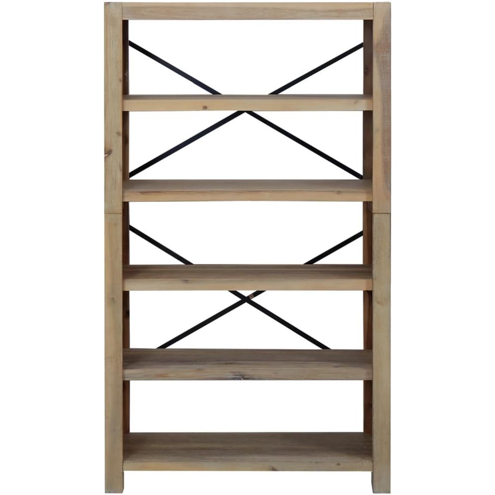 Libreria A 5 Ripiani 80x30x140 Cm In Legno Massello Di Acacia - Foto 9