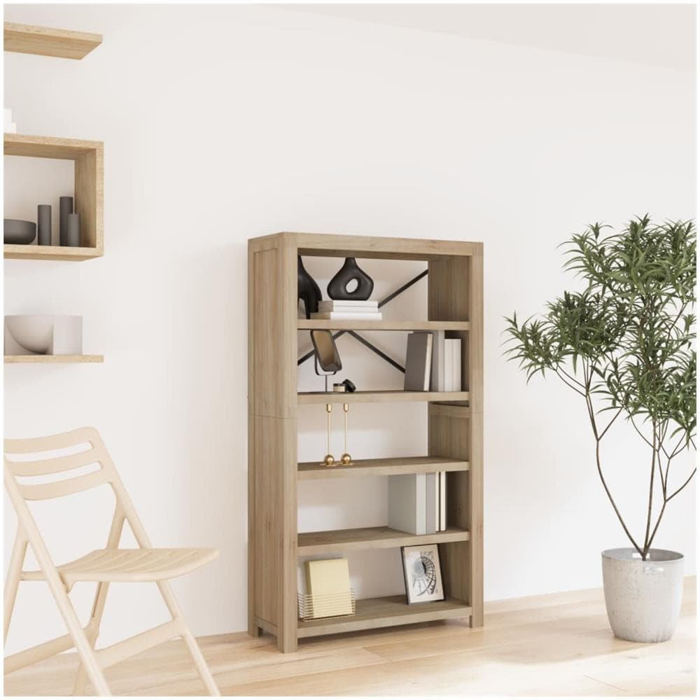 Libreria A 5 Ripiani 80x30x140 Cm In Legno Massello Di Acacia - Foto 1