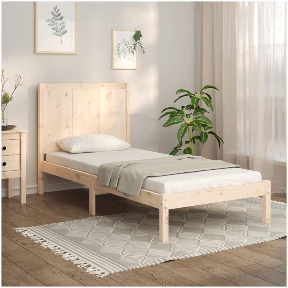 Giroletto In Legno Massello Di Pino 90x190 Cm Singolo - Testiera Classica, Struttura Robusta, Colore Bianco