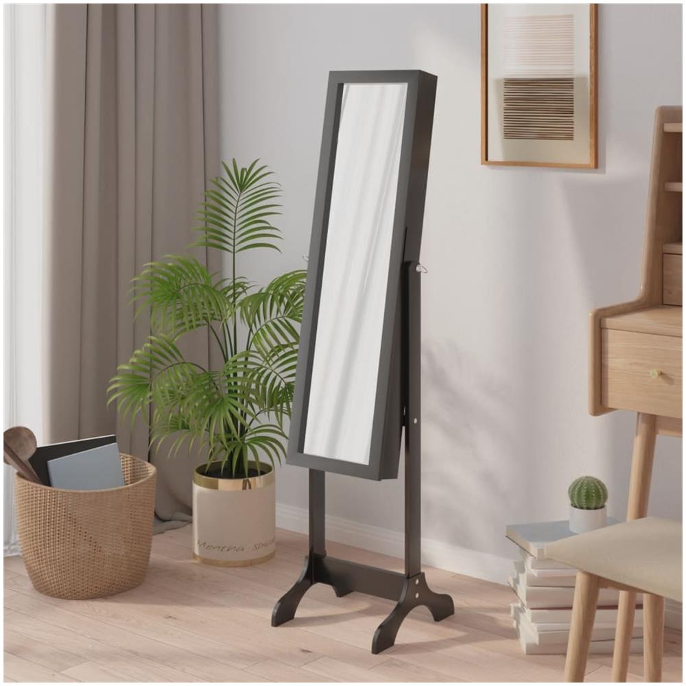 Specchio Autoportante Nero 34x37x146 Cm - Foto 1