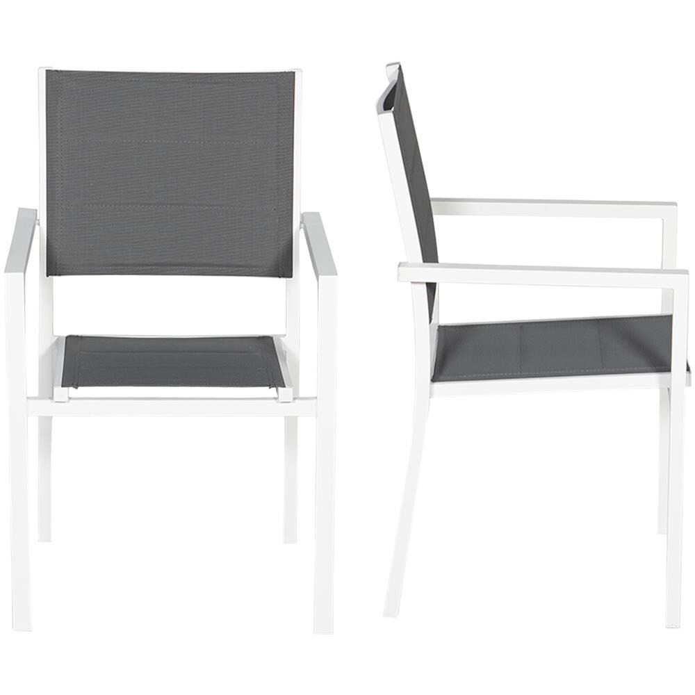 Set Di 8 Sedie Imbottite In Alluminio Bianco - Textilene Grigio - Foto 2