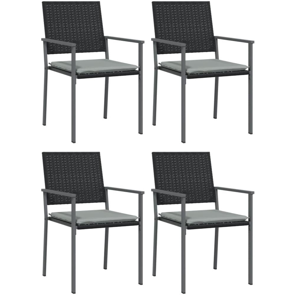 Sedie Da Giardino Con Cuscini 4pz Nere 54x62,5x89 Cm Polyrattan - Foto 2