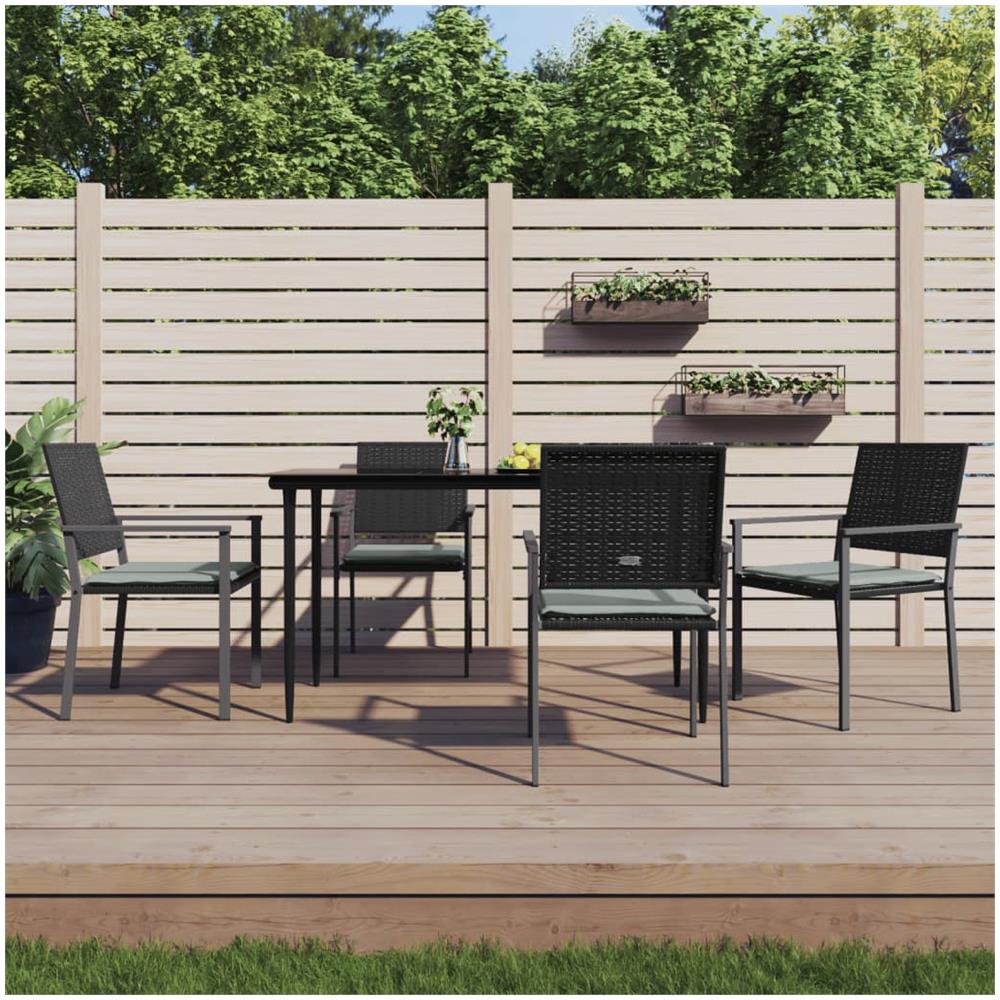 Sedie Da Giardino Con Cuscini 4pz Nere 54x62,5x89 Cm Polyrattan - Foto 1