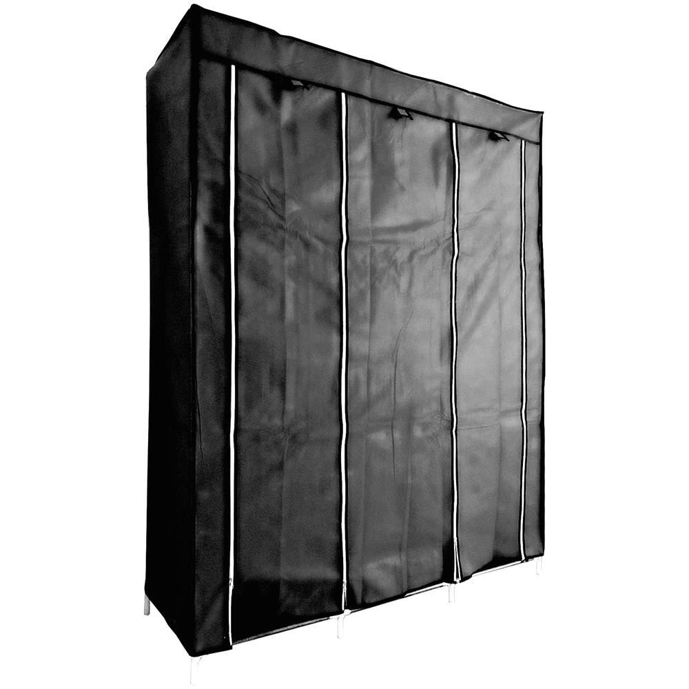 Guardaroba In Tessuto Con Ante Con Cerniera Home Misura 170x130x45 Cm Nero - Foto 2