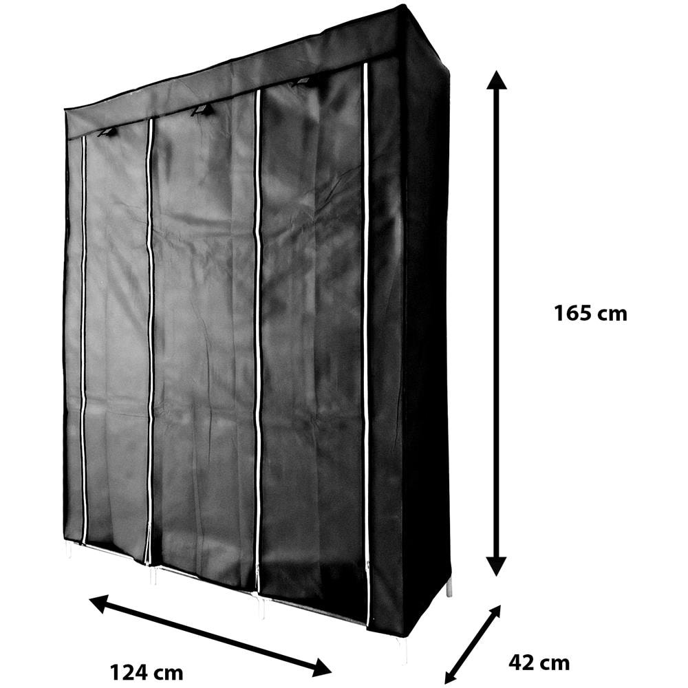 Guardaroba In Tessuto Con Ante Con Cerniera Home Misura 170x130x45 Cm Nero - Foto 7