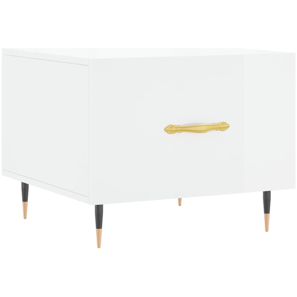Tavolino Da Salotto Bianco Lucido 50x50x40 Cm Legno Multistrato - Foto 2