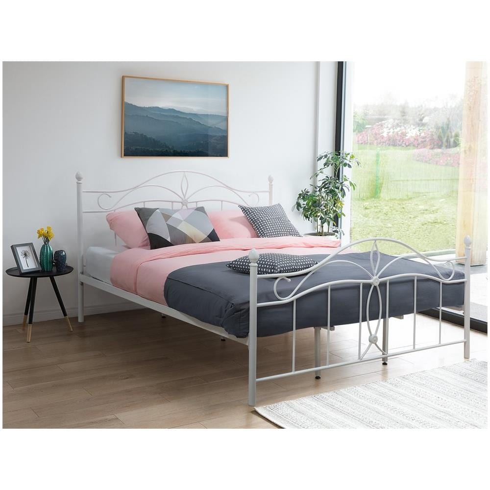 Letto Matrimoniale Moderno In Metallo Bianco 180x200 Cm Antlia - Foto 2