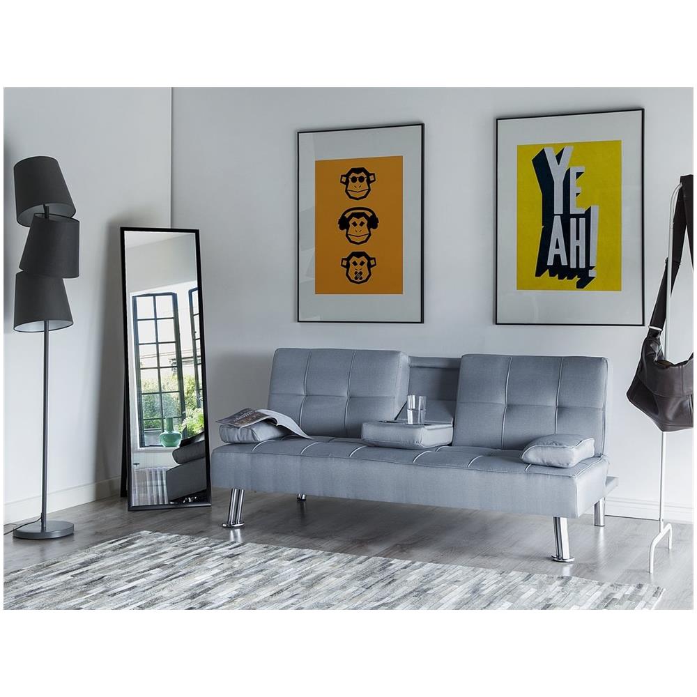 Divano Letto Moderno In Tessuto Grigio Chiaro Roxen - Foto 2