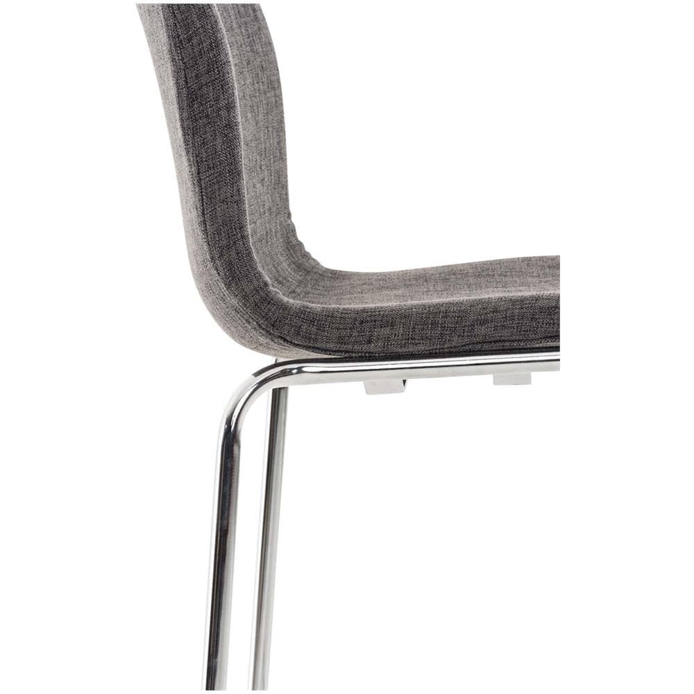 2 Sgabelli Alti HOOVER in Tessuto - Set 2 Sgabelli Bar Design H76 cm I Sedie Sgabello Ergonomiche con Schienale Grigio Chiaro Cromato - Foto 5