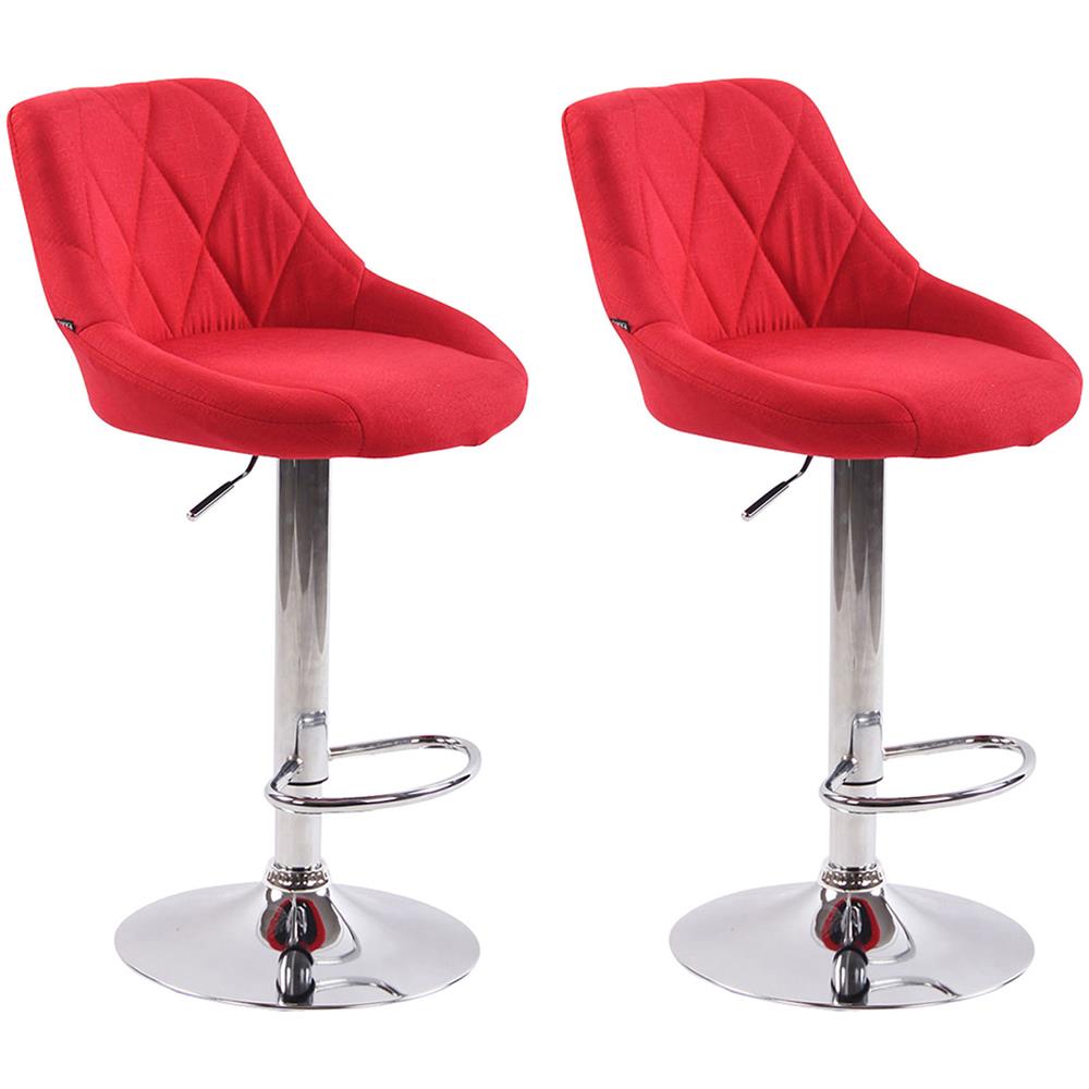 2X Sgabelli Design Lazio in Tessuto - Sedie Cucina Girevoli e Regolabili (83-104 cm) con Poggiapiedi I Sgabelli Bar Imbottiti (2 Pezzi) Rosso - Foto 1