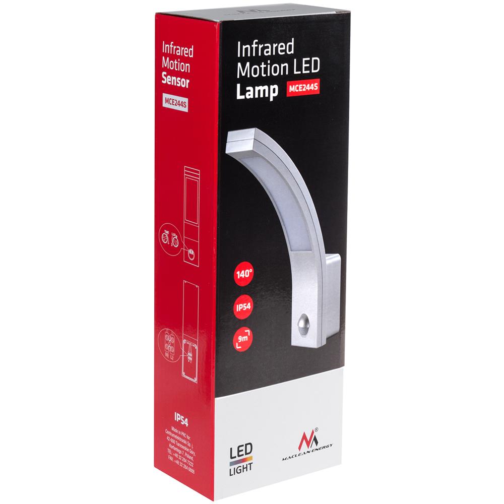 Lampada A Led Con Sensore Di Movimento A Infrarossi Mce244 S 750lm 10w Ip54 Maclean Energy Argento - Foto 2