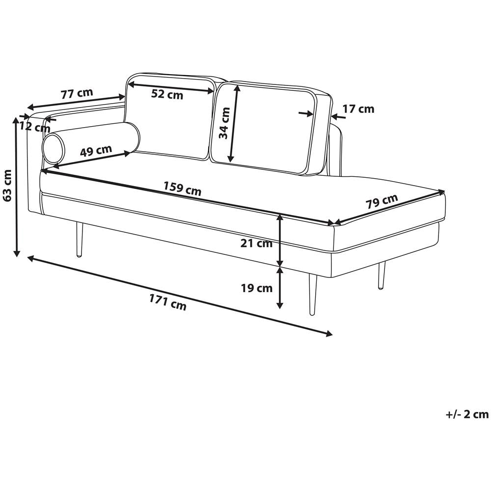 Chaise Longue In Velluto Rosso Scuro Sinistra Miramas - Foto 2