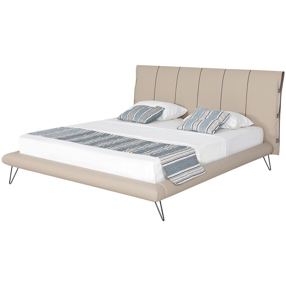 Letto A Doghe In Similpelle Beige 180 X 200 Cm Betin - Foto 1