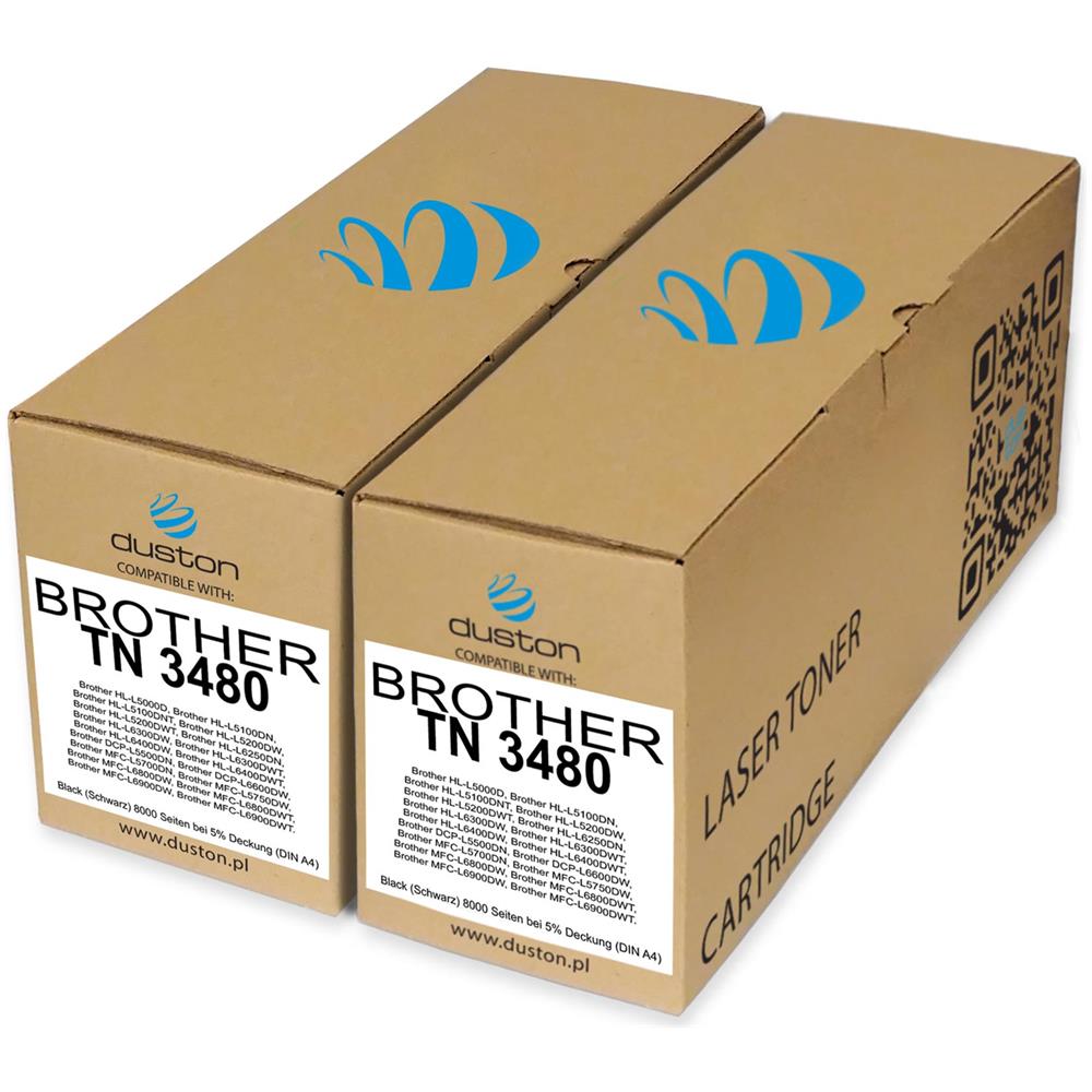 TONER - 2x Tn3480, Tn-3480 Negro Compatible Con Brother Dcp-l5500 L6600 Hl-l5000 L5100 L5200 L6250 L6300 L6400 Mfc-l5700 L5750 L6800 L6900 - Foto 1