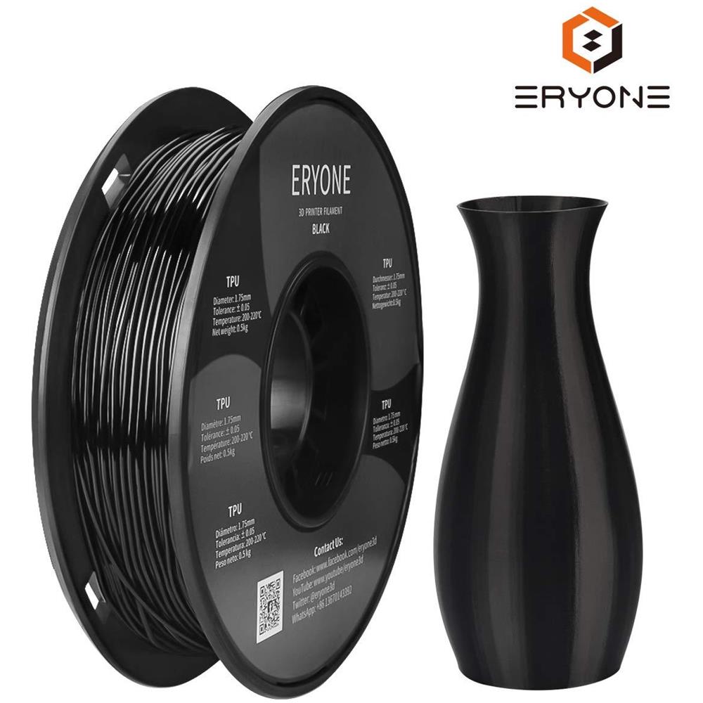 Filament Tpu 175 Millimetri Tpu Filamento 175 Millimetri La Stampa 3d Filamento Tpu Per Stampante 3d 0.5kg 1 Spool Nero - Foto 1